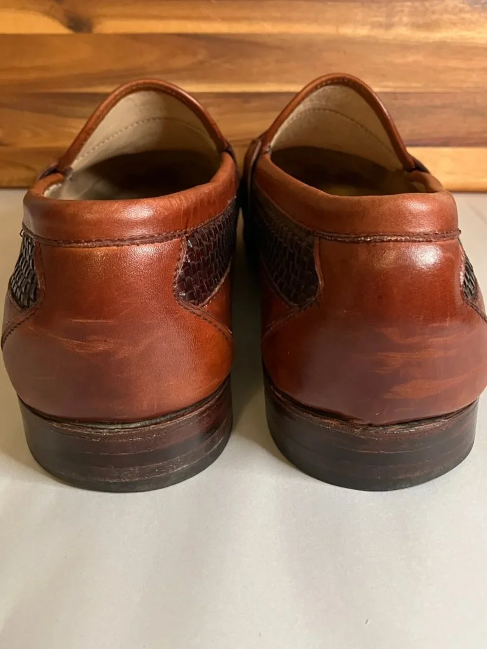 VTG Allen Edmonds Bennington Made in USA Brown Woven Tassel Loafers 11 3E Wide